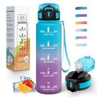 Trinkflasche 1L Bpa-Frei, Auslaufsicher, Mit Strohhalm, Sportflasche FüR