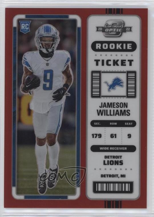 2022 Contenders Optic Ticket Red Prizm /175 Jameson Williams #80 Rookie RC 13kh