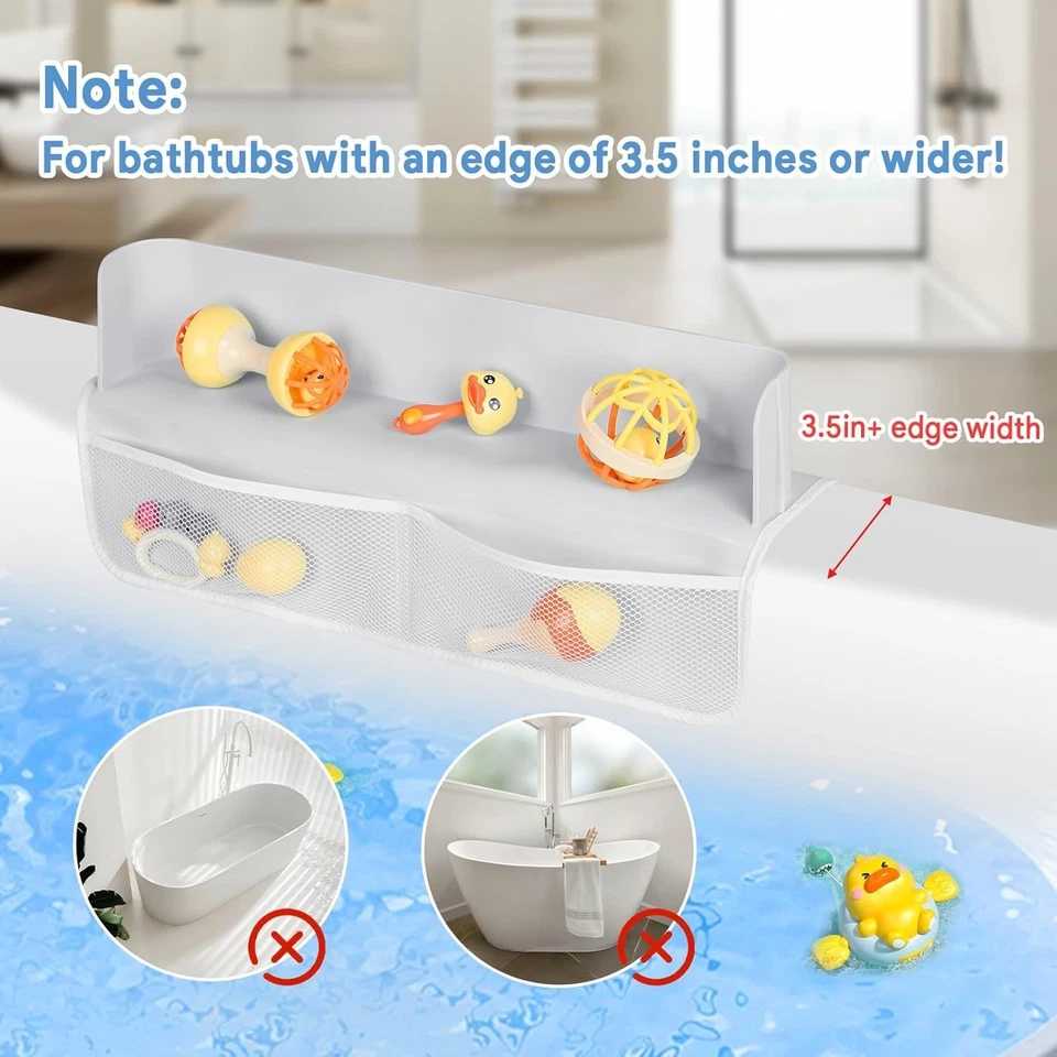 Silicone Bathtub Splash Guard With with Bath Toy Mesh Bathtub Toys Storage - Image 3 of 4
