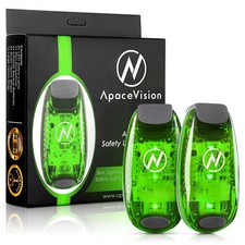 LED Safety Light 2 Pack - Clip On Strobe/Running Lights for Runners, Green