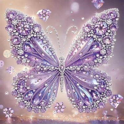 5D Diamond Painting Kits for Adults,DIY Purple Butterfly Special Shape Diamond A