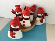 Set of 6 Snowmen fabric Bowl Fillers Hearts Cupboard Tucks ornies basket fillers