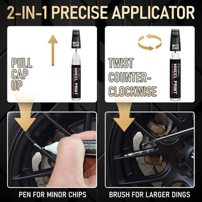 Wheel Scratch Repair Kit, Gloss Black Rim Touch up Paint, Repair Curb Rash, S...