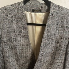 Women's Vintage Academia Cream Gray Made In USA Wool Blend Blazer Nashville 6