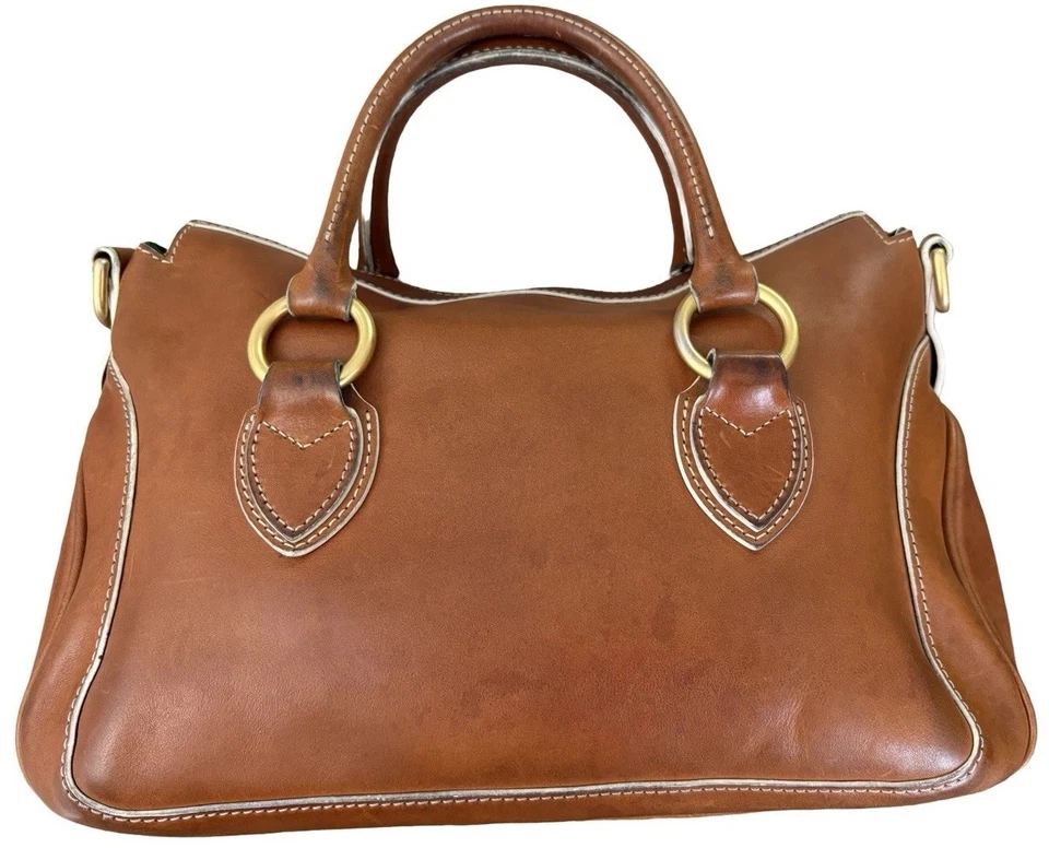 Dooney Bourke Savannah Natural Brown Florentine Leather Satchel Rustic Retro - Image 2 of 4