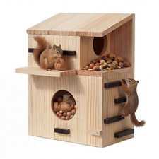 Large Wooden Squirrel House Outdoor,Squirrel Nesting Box with Dual Balconies,...