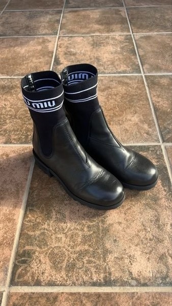 Women Miu Miu Boots Black Leather 36