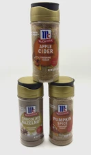 McCormick Finishing Sugar -3 Bottles-Pumpkin Spice, Apple Cider, Chocolate Hazle