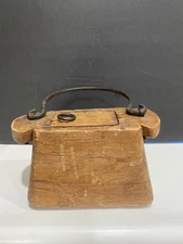 Antique Primitive Wooden Tinderbox W/ Solid Wrought Iron Handle