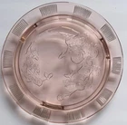 Federal Glass Sharon Pink Cabbage Rose Depression glass Footed Cake Plate
