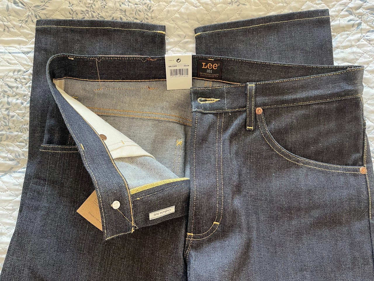 Lee 101 Z W32L34 Lot 49 Selvedge Rigid Jeans Regular Fit Made in Italy image 7