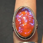 Dragons Breath Glass Jelly Opal Ring Vintage 925 Sterling Silver Sz 6 5.9 Grams