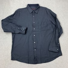 Tasso Elba Dress Shirt Men's 17-17.5 Long Sleeve Dark Gray Herringbone