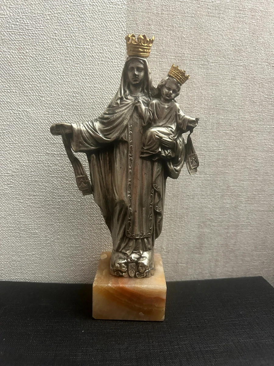 Statue Vierge Marie – 42 Cm – Vintage – Décor Doré – Très Bel état