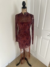 Fashion Nova Karelle Mesh Fringe Mini Dress