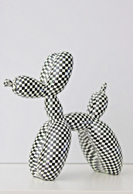 Innendekoration Figur Hund Ballon Harz Schachbrett 5,5 x 15,5 x 6 cm