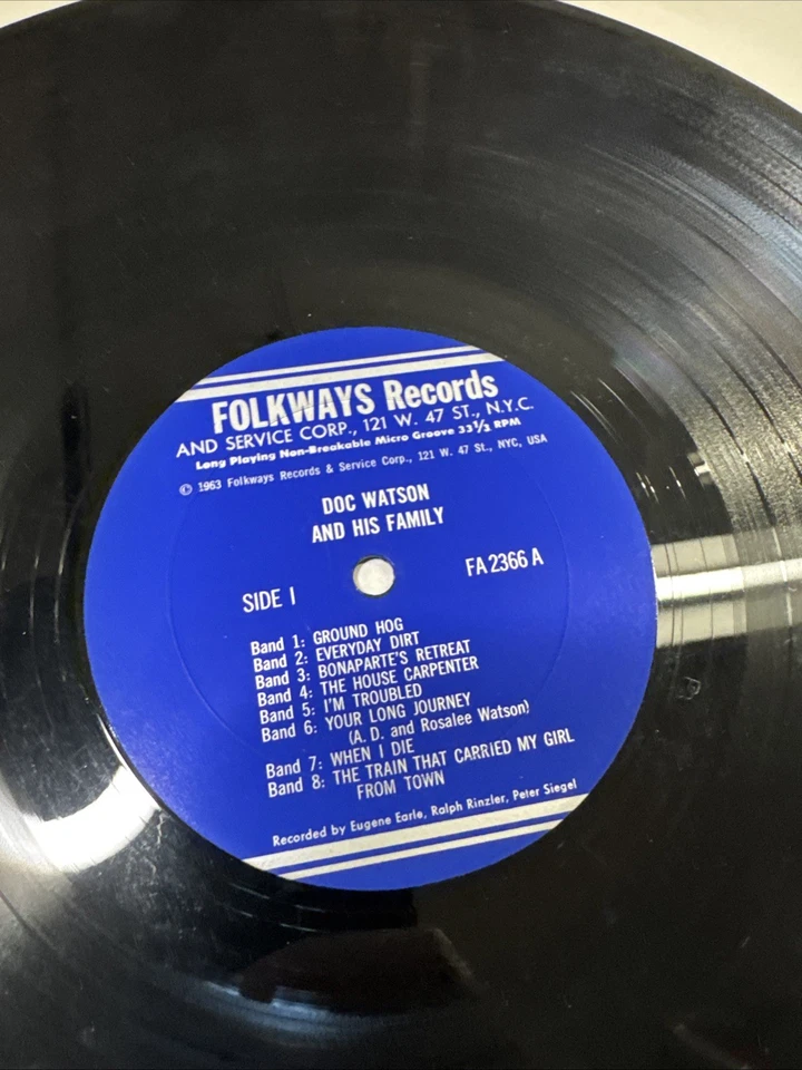 Doc Watson and His Family, 1963 Folkways LP FA 2368 EX/VG+ 1st Press + insert - Image 4 of 4