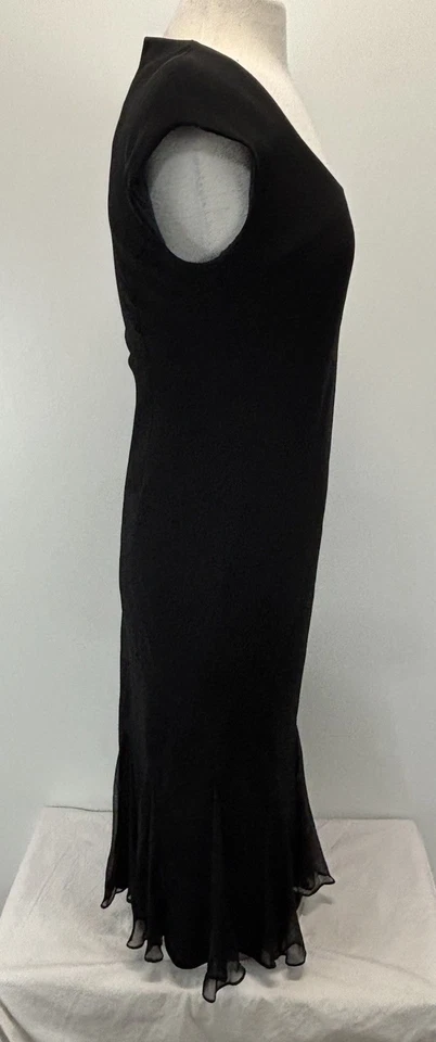Vtg Jones New York Midi Dress Sz 6 Black Classic Silk Panel Flattering Lined 90s - Image 4 of 4