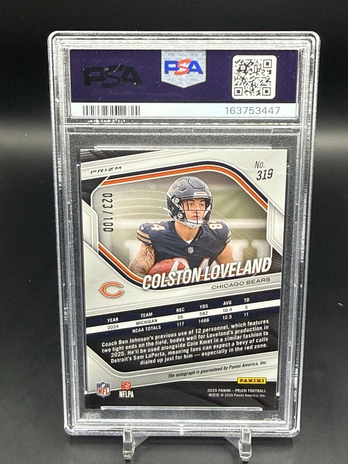 2025 Panini Prizm Choice Rookie Auto COLSTON LOVELAND RC 23/100 PSA 10 BEARS 🔥 view 2