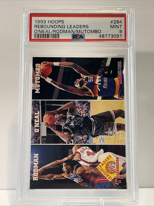 1993-94 NBA Hoops Dennis Rodman Shaquille O'Neal Dikembe Mutombo #284 PSA 9 MINT