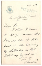 Louis Sinclair (1861-1928) Signed Letter / Autographed Gladstone's Funeral