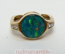 RING GOLD 585 mit OPAL DUBLETTE u. 4 kleinen DIAMANTEN -punziert signiert KRAUSS