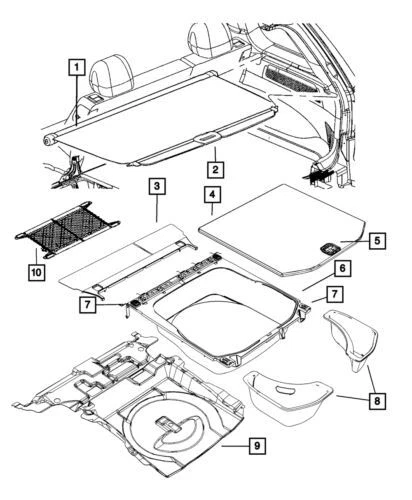 Genuine Mopar 2011-2014 Jeep Grand Cherokee Rear Cargo Area Cover 5PL13BD3AC