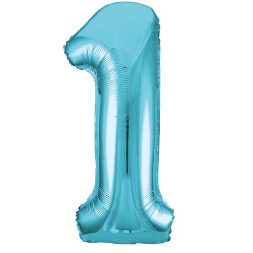 34"" Giant Blue Number 1 Foil Balloon 1st First Birthday Boy Helium or Air Fill