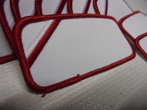 50 Count Printable Embroidery Name Patch Blank White/Red Border Iron/Sew On - Picture 2 of 2