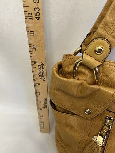 B. MAKOWSKY Big Slouchy Hobo Shoulder Bag Pebbled Mustard Colored Leather - Picture 13 of 18