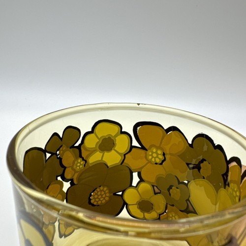 Vintage Libbey Midcentury Mod Flower Power Daisy Amber Rocks Tumbler Glass Set 8 - Picture 6 of 11