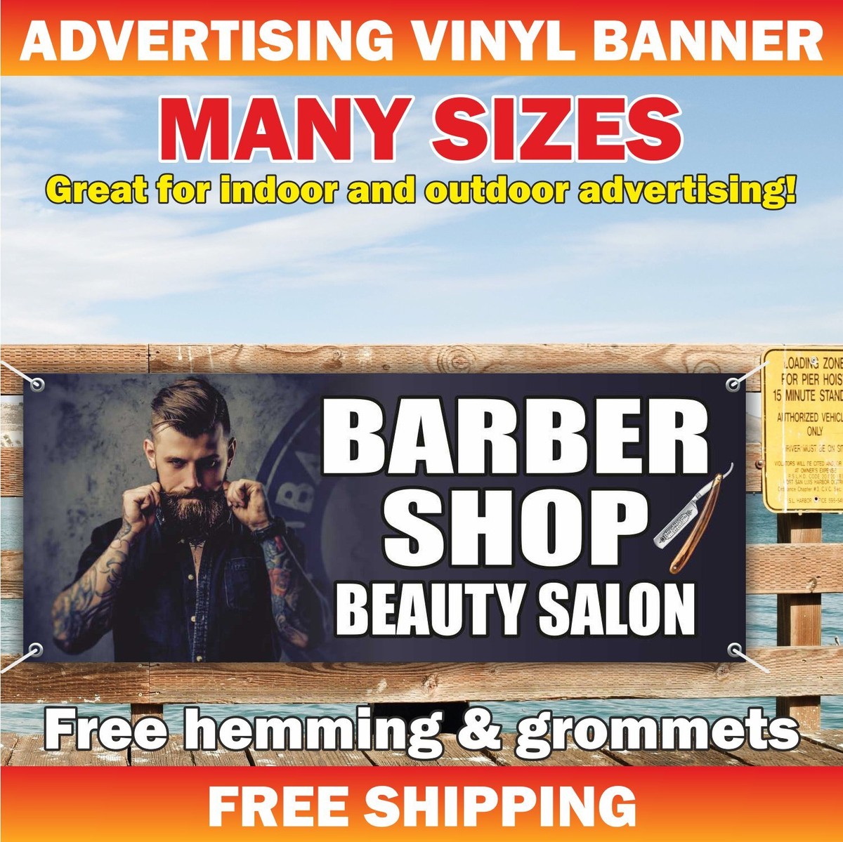 Barber Shop Banner Sgn 13 Oz Heavy Duty Waterproof Barbershop Vnyl Banner for Busness Wth Barber Shop Banner Sgn 13 Oz Heavy Duty Waterproof Barbershop Vnyl Banner for Busness Wth