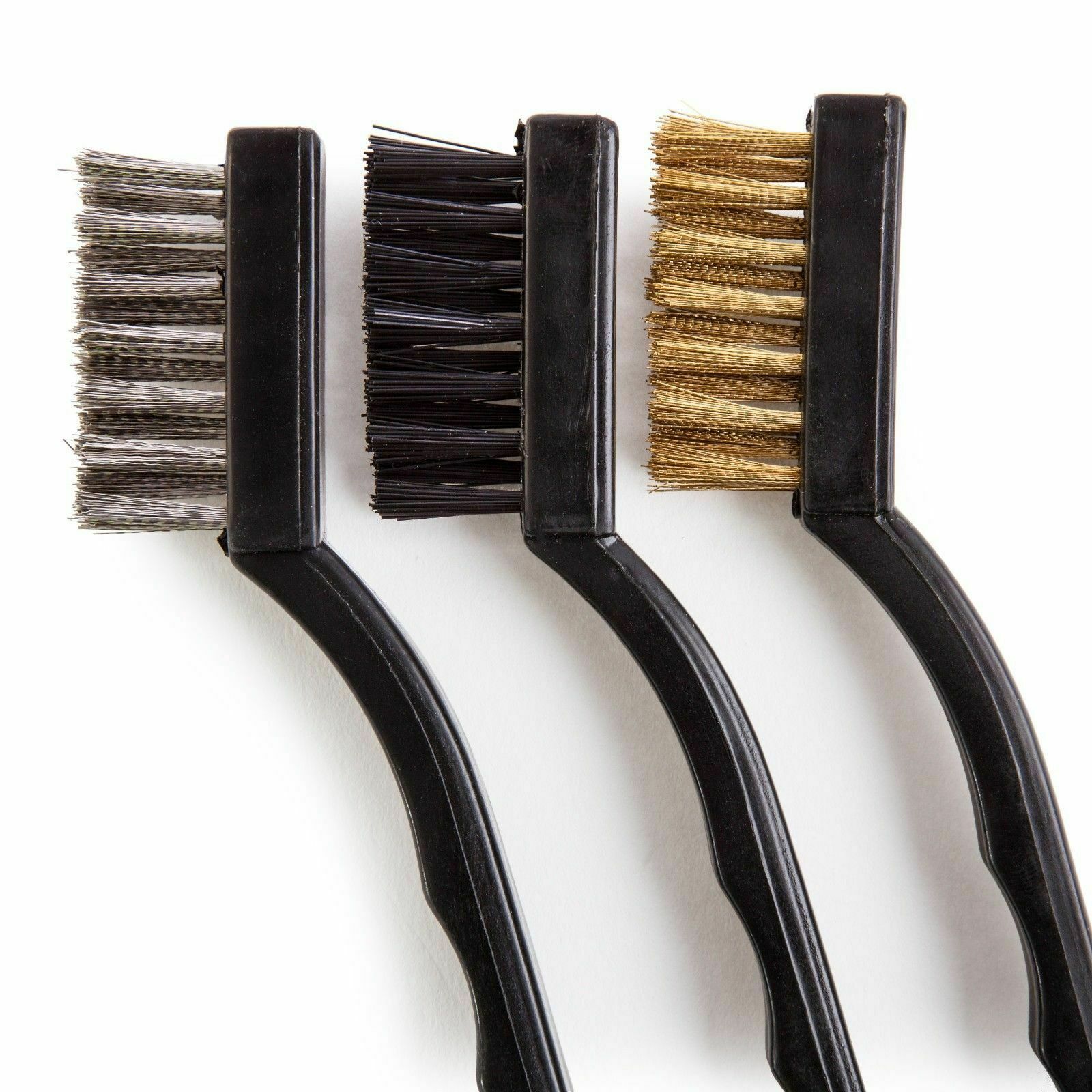 3 PC Wire Brush Hand Set Rust Removal Nylon Steel Brushes Brass Clean