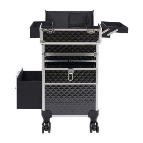 Rolling Makeup Case Travel Cosmetic Storage Box,Moving Salon Beauty Trolley Case - Picture 14 of 24
