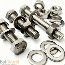 M6 A2 STAINLESS FULLY THREADED BOLTS SCREWS + FULL NUTS WASHERS HEXAGON HEX HEAD