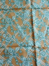 Vtg Floral Fashion Scarf Beige White Green Square 26" Head Neck Business Lady