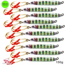 Cuchillo de velocidad vertical de pesca 10 piezas plata brillante 150 g plantillas de mariposa cebo 5,25 oz