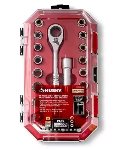 3/8 Pass Through Ratchet And Socket Set Drive 6-Point (35-Piece) - Picture 5 of 6