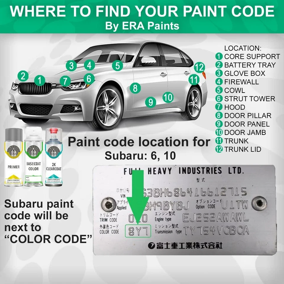SUBARU Genuine OEM Touch Up Spray Paint w/2K Clearcoat Opt - PICK YOUR COLOR - Image 2 of 4