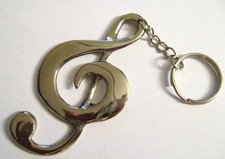 Treble Clef Keychain - Musical Note Musician Music Artist Teacher Chrome Keyring