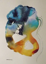 ORIGINAL ABSTRACT WATERCOLOR Painting JMW art JOHN WILLIAMS Expressionism