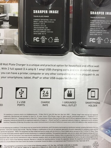5X 2PK Sharper Image Power Plate USB Wall Charger Two-Pack Grounded Wall Outlet - Picture 9 of 9