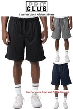 Pro Club Men's Comfort Lightweight Polyester Mesh Athletic High Quality Shorts