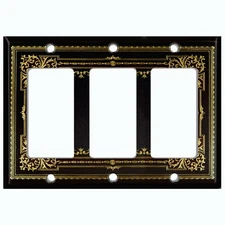 Metal Light Switch Cover Wall Plate For Room Victorian Black Yellow Frame FRA071