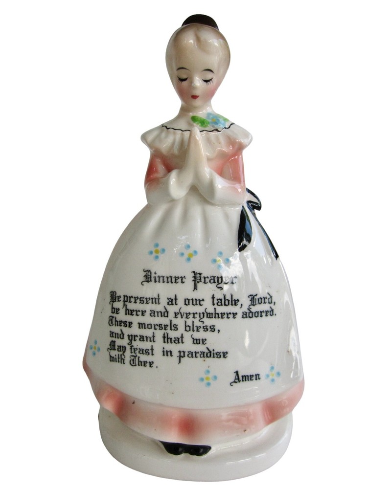 Vintage Enesco Mother in Kitchen Prayer Pink Lady Napkin Holder Ceramic Japan - Thumbnail 4