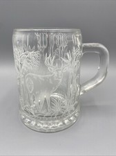Deer Mug Frosted Glass  Outdoor Design   Clear Great Beer Mug Heavy Solid