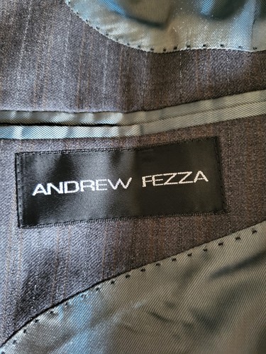 Andrew Fezza Gray Pin Striped Suit 100% Worsted Wool Jacket Size 38SH Pants 32SH - Picture 12 of 18