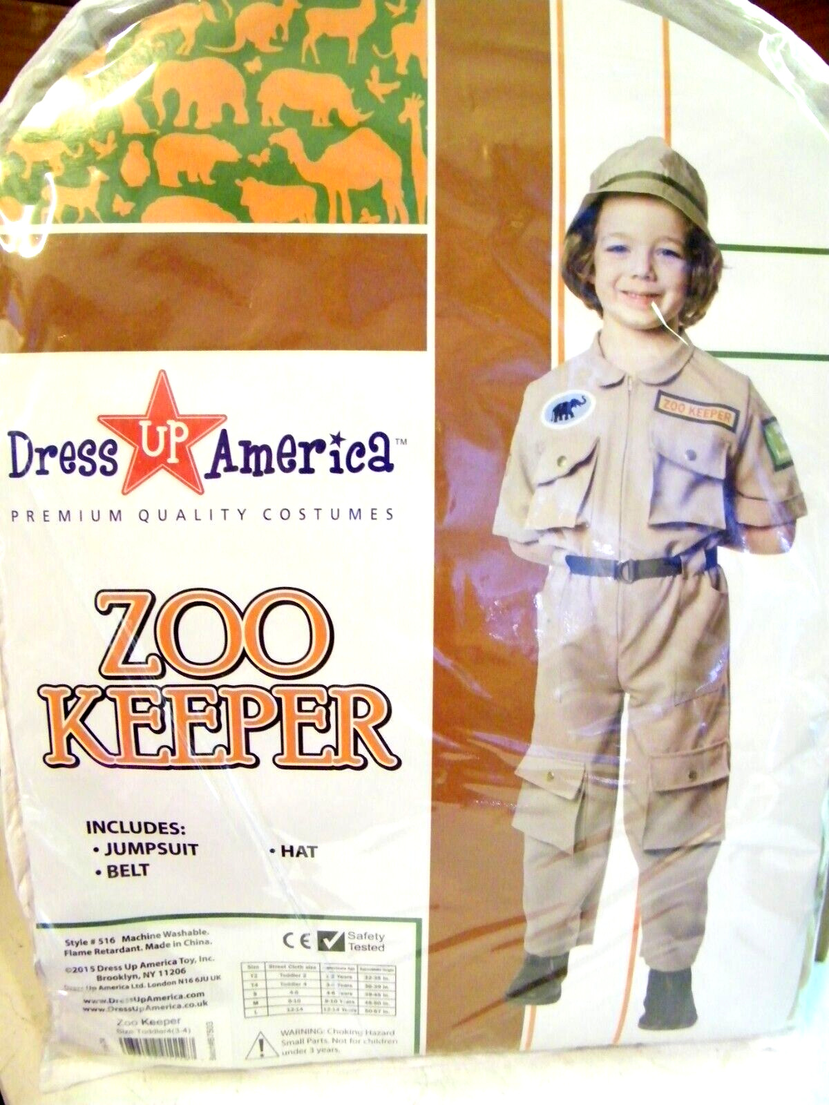 Dress Up America Zoo Keeper Halloween Costume Toddler 3-4 Year Olds