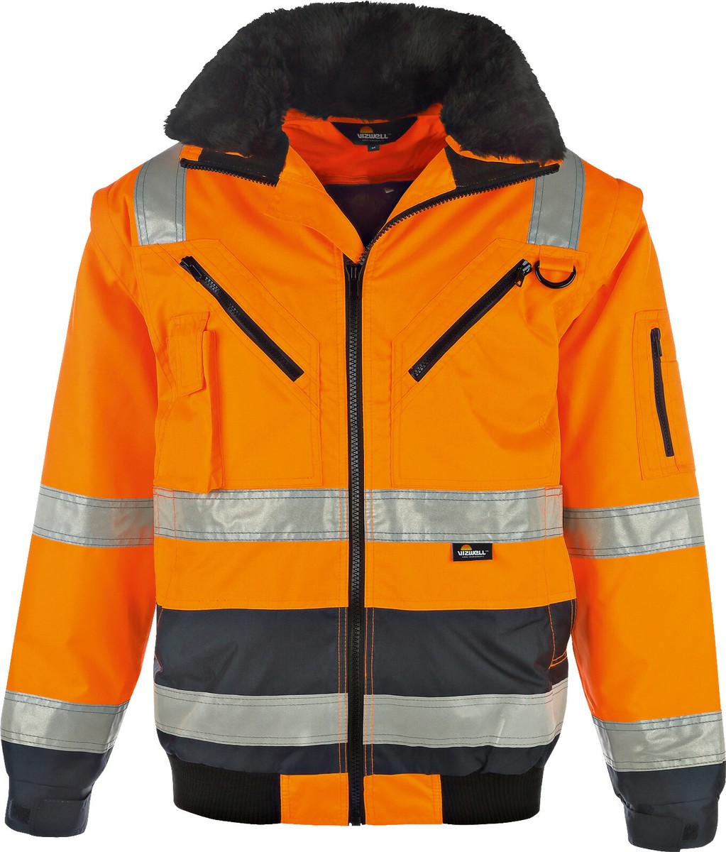 Vizwell Pilotenjacke 4 In 1 Warnschutzjacke Warnjacke Jacke Warnschutz Workwear