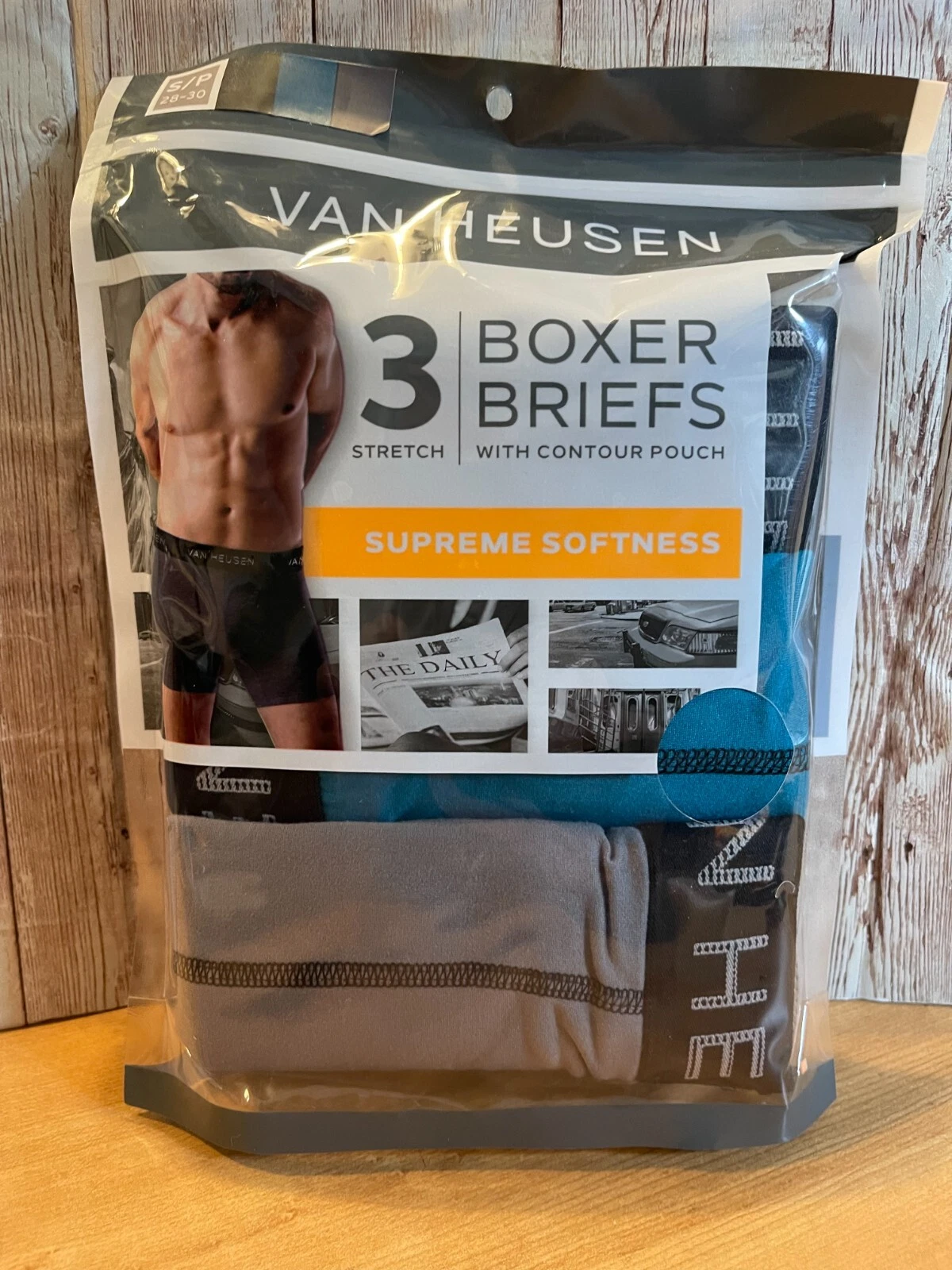 Petites slips boxer pour hommes Van Heusen 3 pièces avec poche contour douceur suprême BLEU